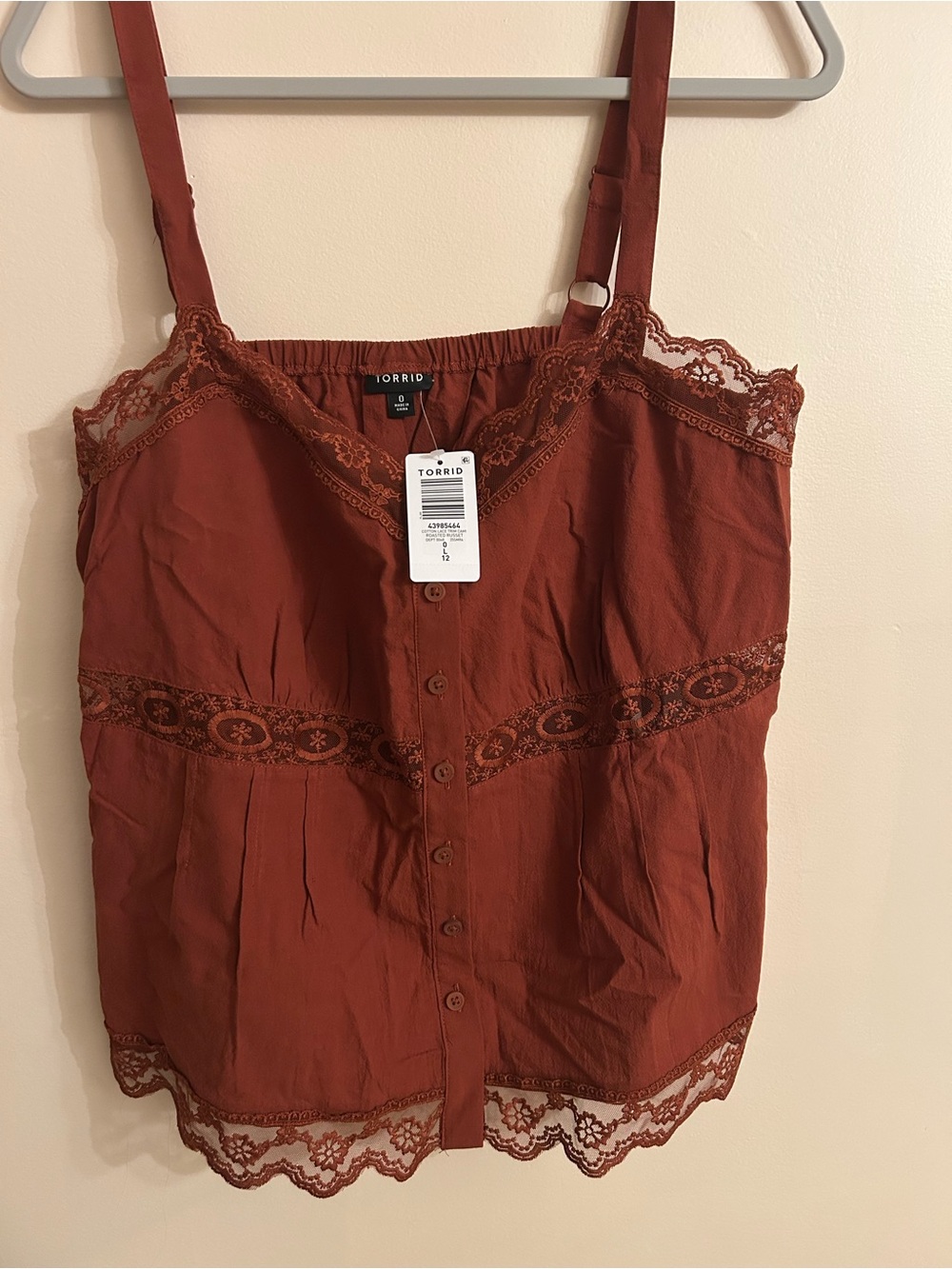 Lace-Trim Button Front Tank Top - Picture 5 of 8